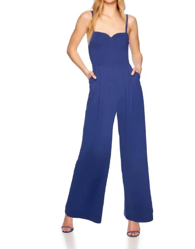 women's jumpsuits for effortless eleganceStrap Sweetheart Jumpsuit In Lake