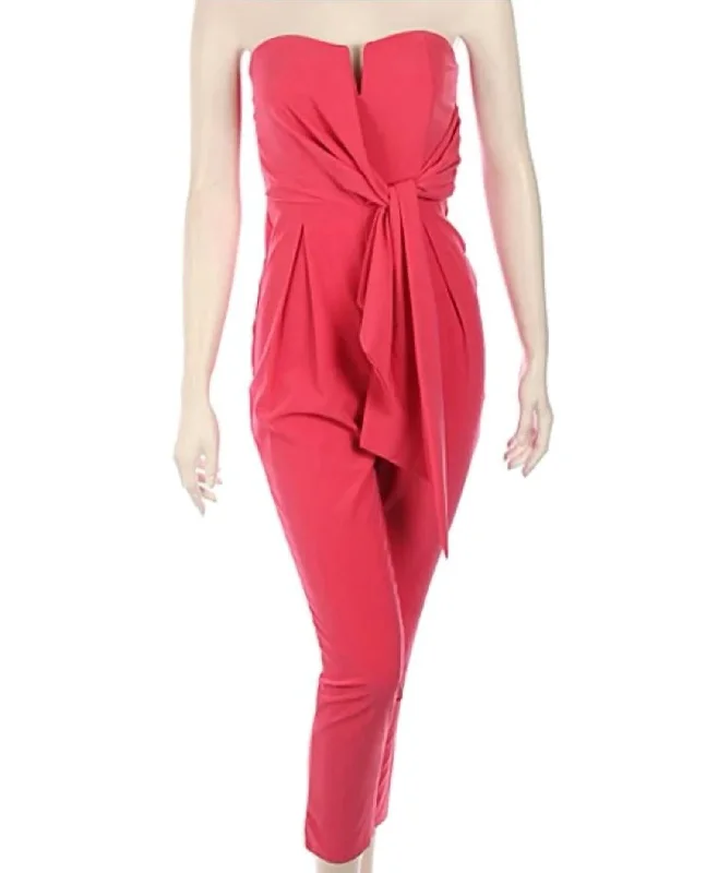 women's jumpsuits made of cottonStrapless Jumpsuit In Candy Pink