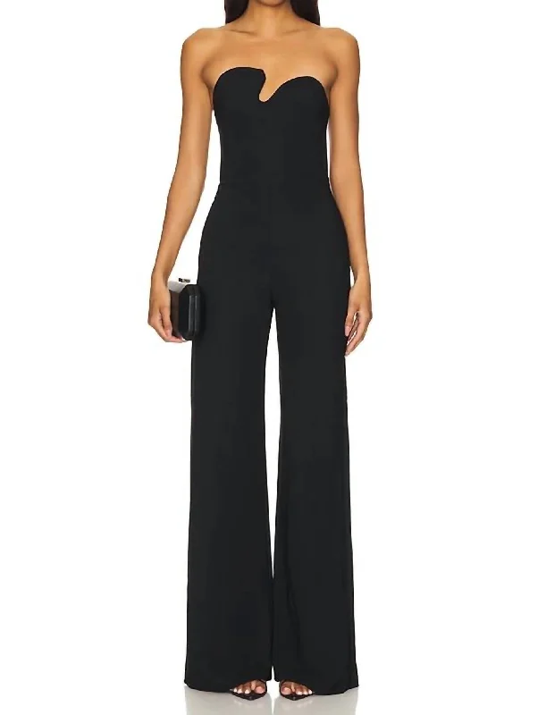 women's jumpsuits for maximalist fashionStrapless Puzzle Jumpsuit In Black