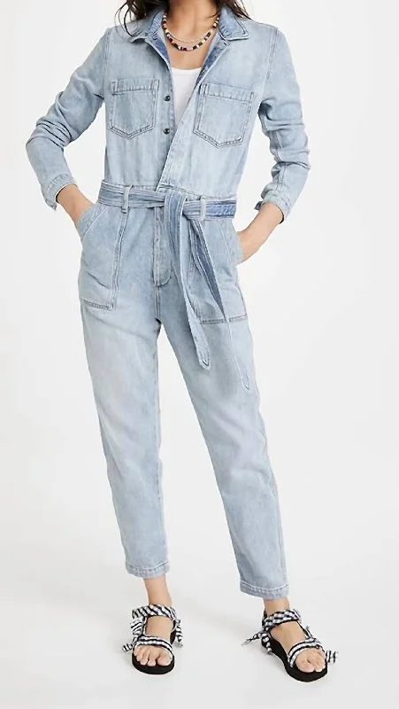 women's boho jumpsuitsThe Alexa Denim Jumpsuit In Tatra