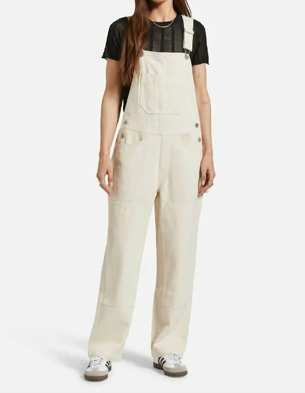 women's jumpsuits with metallic finishesUtility Overall Jumpsuit In Whitecap