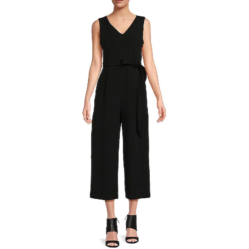 women's jumpsuits for plus-size figuresWomens Belted Cropped Jumpsuit