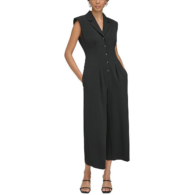 women's jumpsuits with off-the-shoulder necksWomens Button Front One Piece Jumpsuit