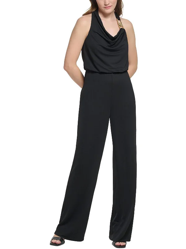 women's jumpsuits made of cottonWomens Chain Hardware Cowlneck Jumpsuit