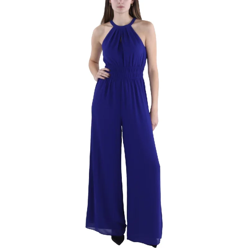 women's jumpsuits with high necksWomens Chiffon Wide Leg Jumpsuit