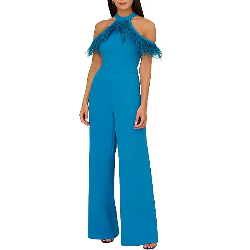 women's jumpsuits with high necksWomens Crepe Wide Leg Jumpsuit