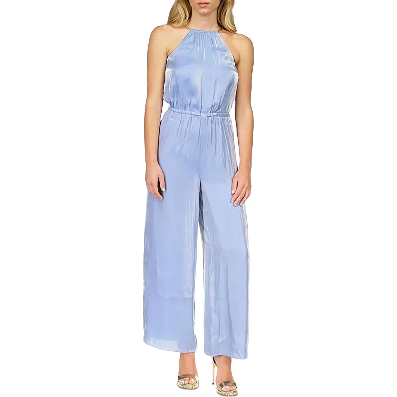 women's jumpsuits for casual gatheringsWomens Halter Pleated Jumpsuit