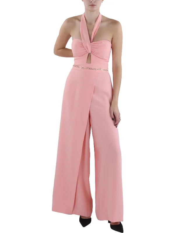 women's jumpsuits for loungingWomens Halter Surplice Jumpsuit