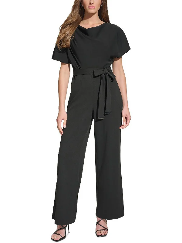 women's jumpsuits with flutter sleevesWomens Ruched Cowl Neck Jumpsuit