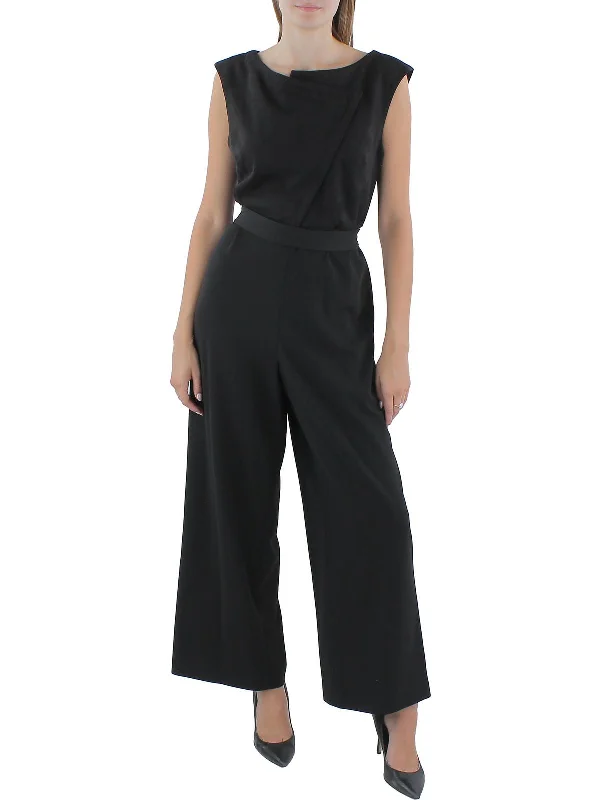 women's jumpsuits for cozy daysWomens Sleeveless Mixed Media Jumpsuit