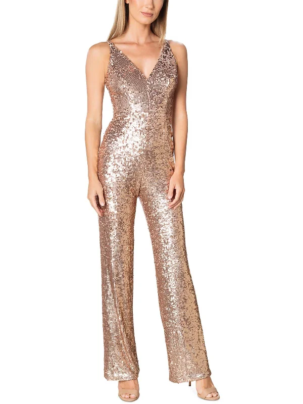 women's jumpsuits for formal eventsWomens V Neck Sequined Jumpsuit