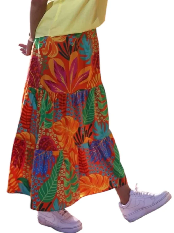 women's flowy midi skirts with pocketsAda Skirt In Red Forest