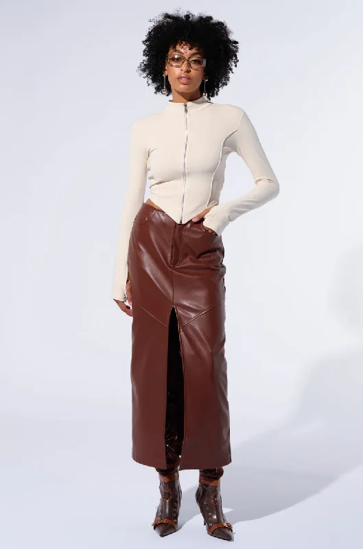 women's formal skirtsEARNED IT FAUX LEATHER MAXI SKIRT