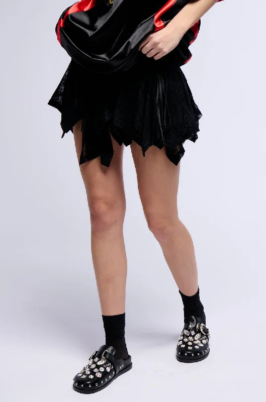 women's mini skirtsMICAH FLOUNCE MINI SKIRT IN BLACK