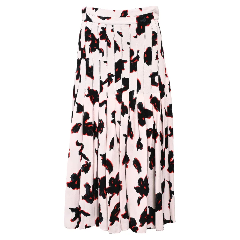 women's work skirtsProenza Schouler Floral Print Pleated Midi Skirt in Multicolor