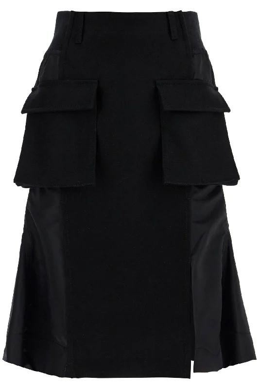 women's polyester tiered skirts for partiesSacai Women's 'Hybrid Nylon And Wool Skirt'