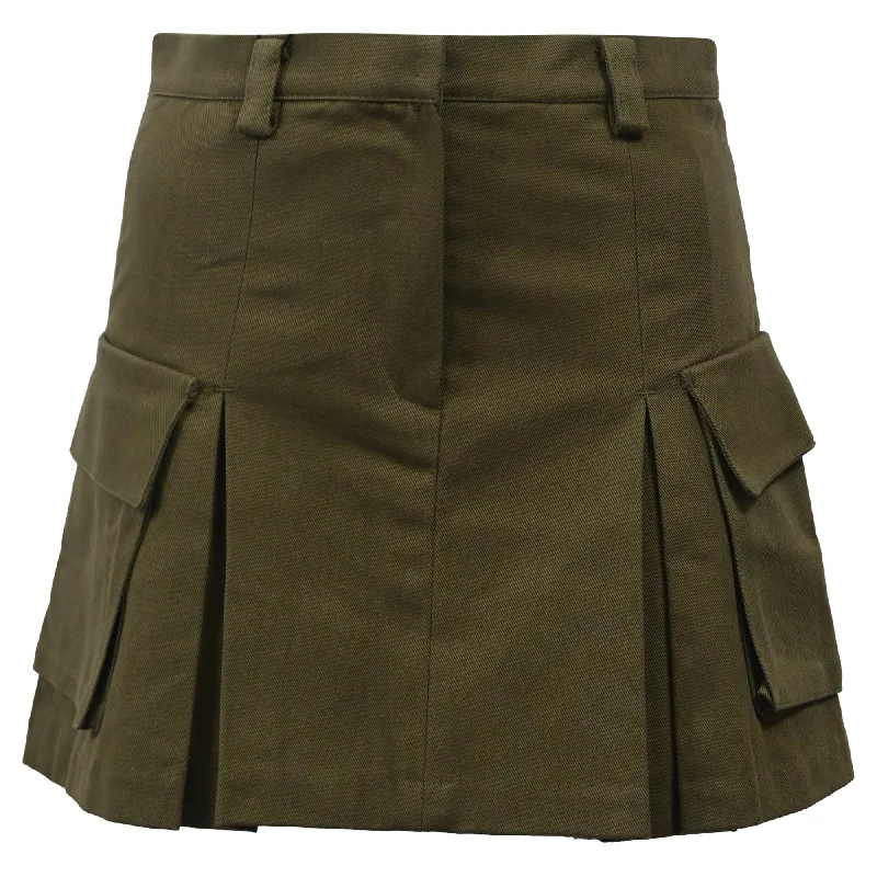 women's elegant skater skirtsThe Frankie Shop Audrey Pleated Mini Skirt in Green Cotton