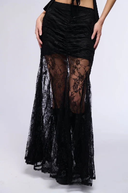 women's velvet skirtsTONIGHT IS THE NIGHT LACE MAXI SKIRT