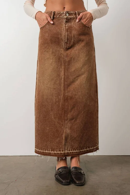 women's chiffon skirtsWashed Denim Skirt In Brown