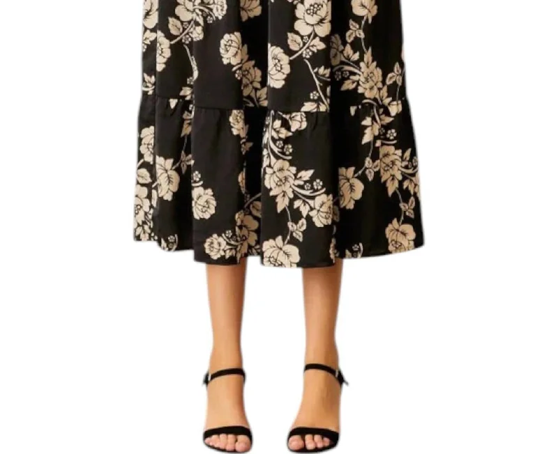 women's woven A-line skirts for summerWinter-Garden Satin Maxi Skirt In Black